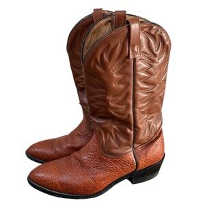 Vintage Palomino Brown Leather Western Cowboy Boots Pointed Toe Pull On Men’s 9